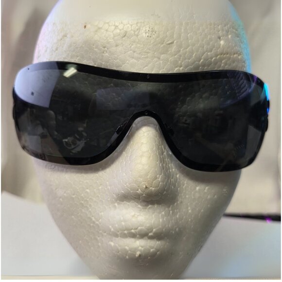 Chanel Black Quilted Leather Shield Sunglasses/Grey Lenses - 4155Q - Never Worn - Picture 13 of 15